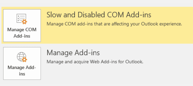 आउटलुक ऐड-इन्स प्रबंधित करें