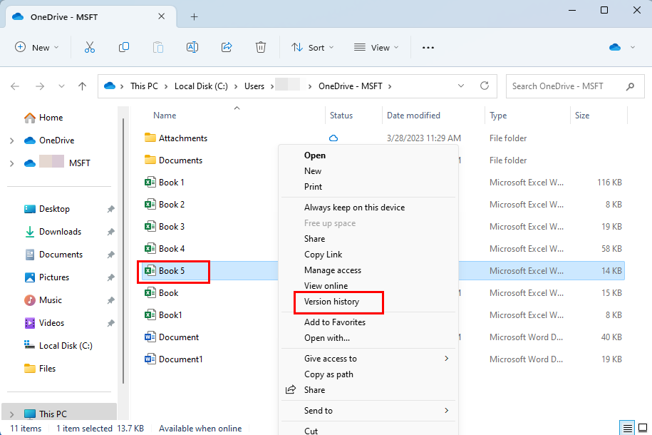 OneDrive'ın 0x80071129 hatasını düzeltmek için sürüm geçmişine erişme