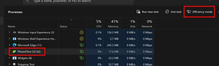 Mulighed for effektivitetstilstand Windows 11