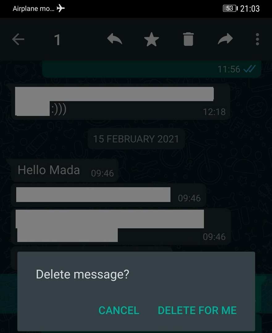 mesaj de ștergere whatsapp