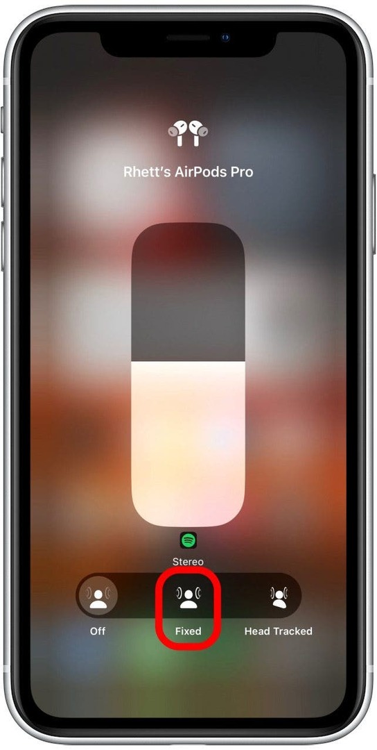 Торкніться «Фіксований», щоб отримати фіксований просторовий звук.