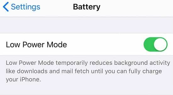 iOS отключить режим низкого энергопотребления