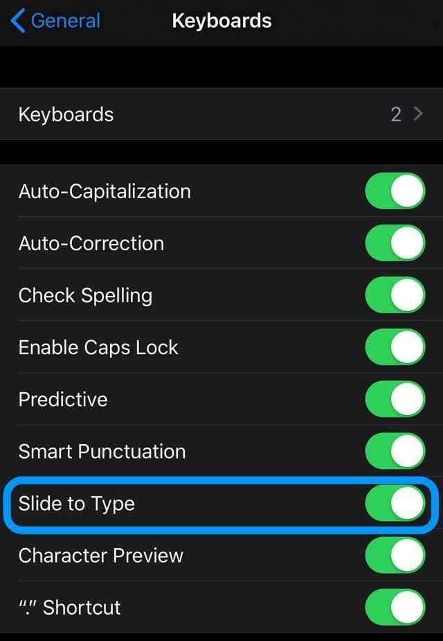 ενεργοποιήστε ή απενεργοποιήστε το swyping σε iOS13 και iPadOS