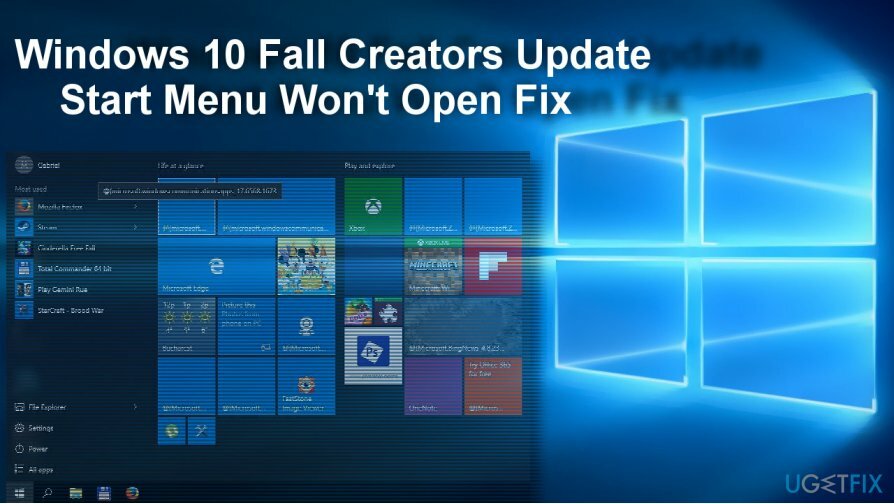 A Start menü nem működik a Fall Creators Update telepítése óta