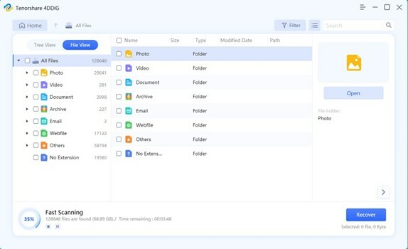 Tenorshare 4DDiG Data Recovery programvara - Skanna disken