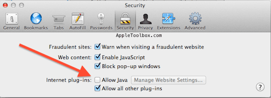Dezactivați Mac Safari Java