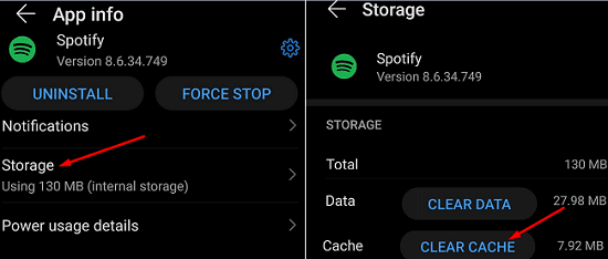 Clear-spotify-cache-android