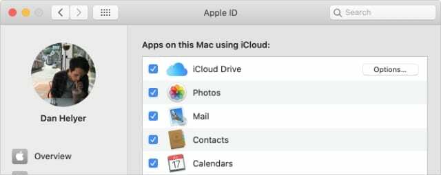Apple ID iCloud sistemos nuostatos