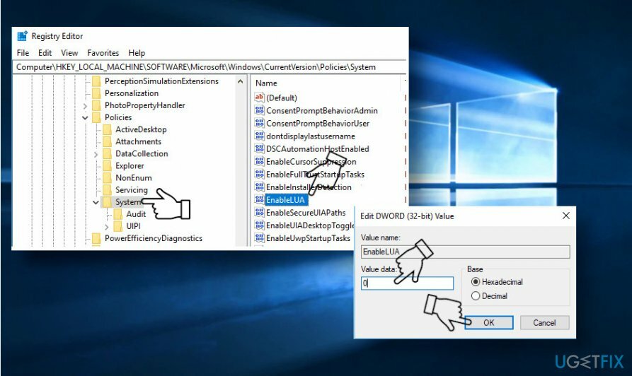 Seadete muutmiseks kasutage registriredaktorit