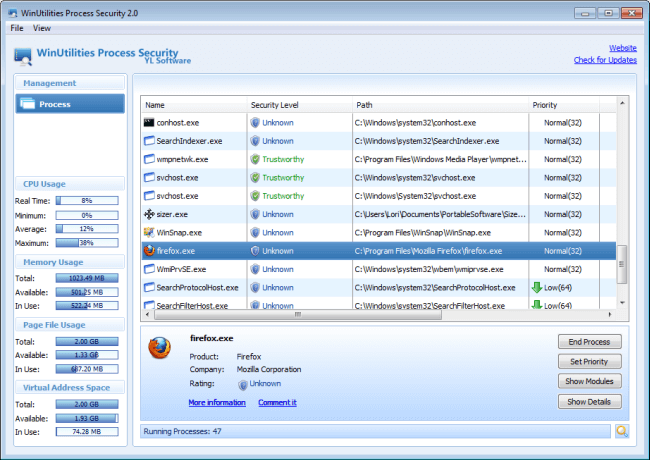 Keamanan Proses WinUtilities