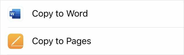 Бутони за копиране в Word или Pages от Споделяне на лист