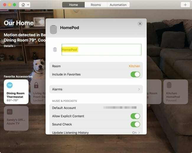 HomePod Spremeni ime-Mac