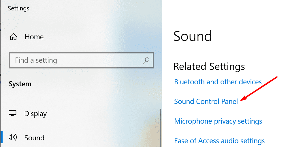 Panoul de control al sunetului Windows 10