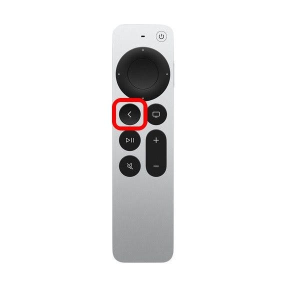 Tlačítko zpět na dálkovém ovladači Apple TV Siri