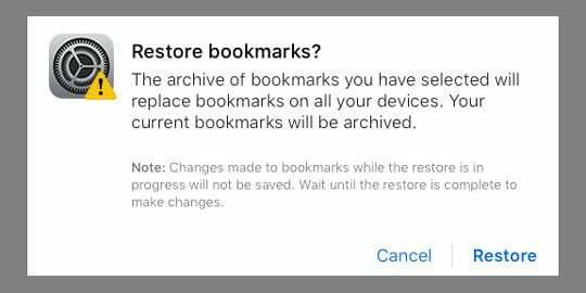 SafariのブックマークがiPadiPhoneで消える