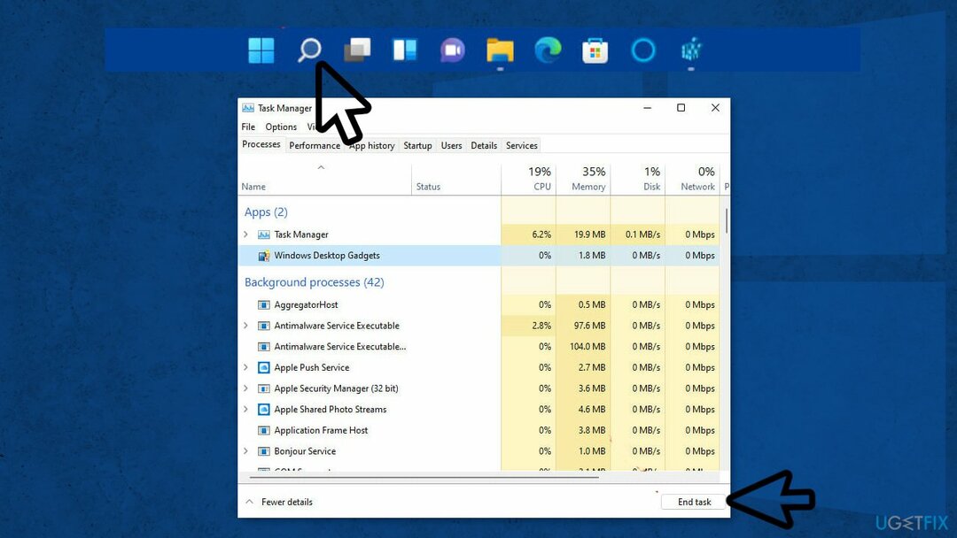 Akhiri Proses Latar Belakang